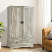 Metal Wardrobe Cabinet, Armoire Wardrobe Closet with Hanging Rod and Doors, Metal  Wardrobe Closet with Adjustable Shelves for Bedroom, Laundry Room-Deep Grey  – Built to Order, Made in USA, Custom Furniture –