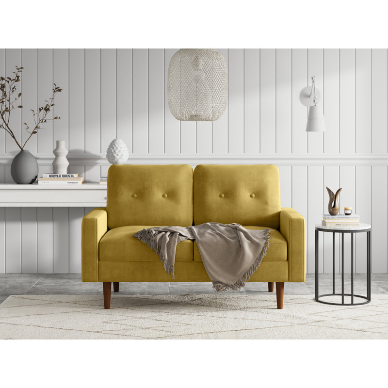 Kwak 58'' Square Arm Loveseat, Goldenrod