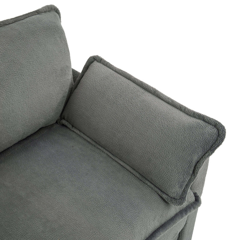 Ensemble de canapé rembourré gris moelleux et moelleux, coussin double couche et poches de rangement latérales pour le salon
