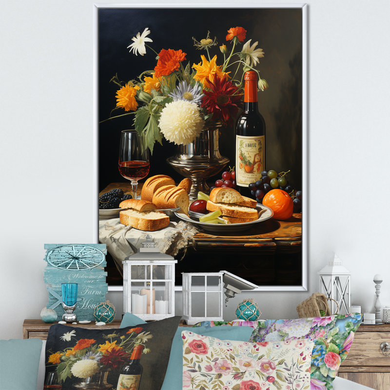 Nature, table à manger pique-nique - pique-nique, art mural, impressions sur toile, Cadre flottant blanc