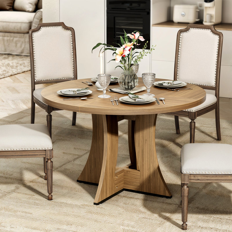 Remmelt Round 47.2'' Dining table, Brown Oak
