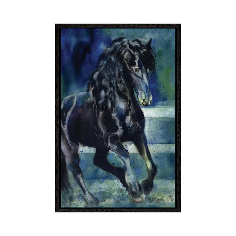 Friesian Gallop by Rachel Parker - Painting on Canvas, Black Framed, 66.04 cm H x 45.72 cm W