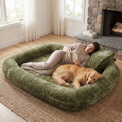 Grand lit pour chien 71 po pour adultes avec couvertures, très grand canapé-lit pour chien, lavable