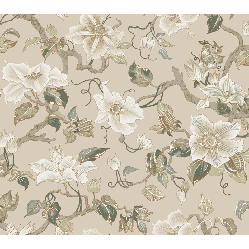 Marguerite Vine Wallpaper Double Roll by Ronald Redding, Taupe