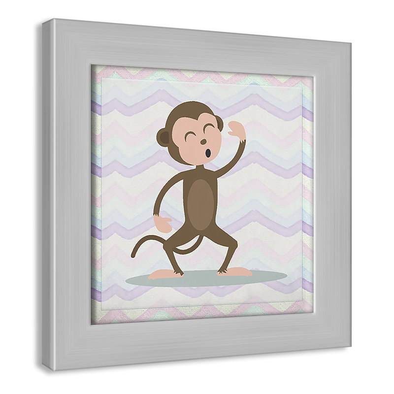 Adhésif décoratif «Pink Monkey Time», Encadré plat blanc, H 8 po x l 8 po x P 0,6 po
