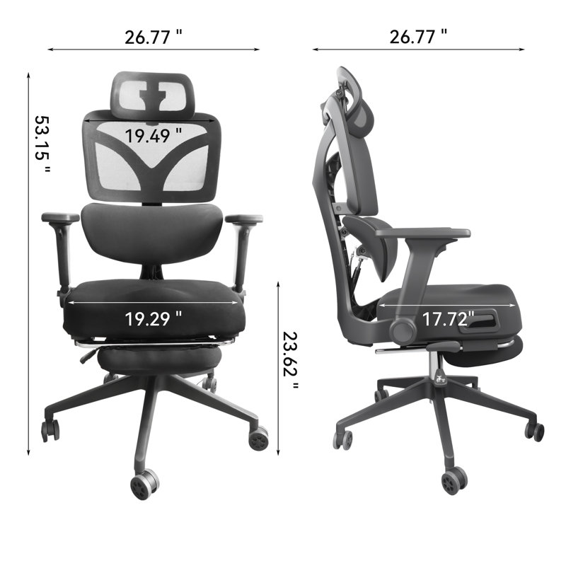 Chaise de bureau ergonomique Zero Gravity, inclinaison à 145 ° avec appui-tête 3D et soutien lombaire à 4 positions, siège en filet respirant pour la maison / le travail / les jeux