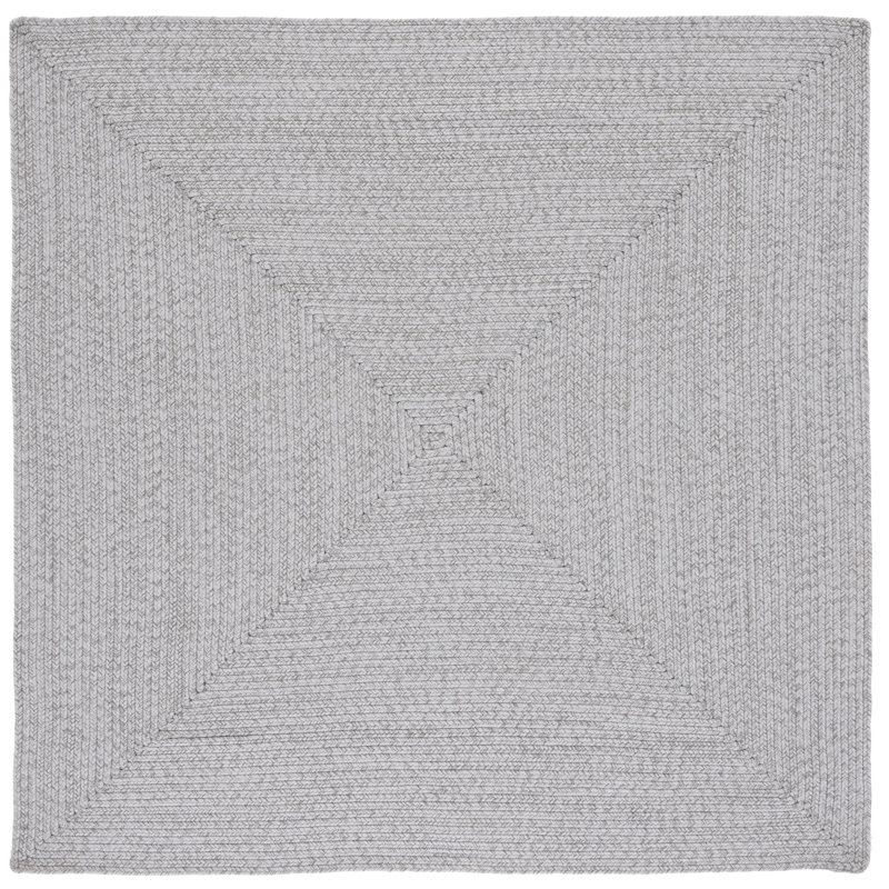 Edie Braided Indoor/Outdoor Rug, Square 4', Gray Silver