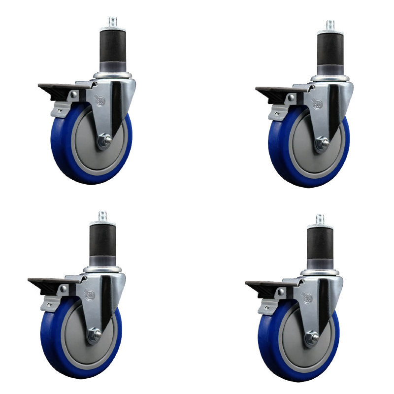 Ensemble de roulettes extensibles en poly 1-5 / 8 pouces avec frein SCC