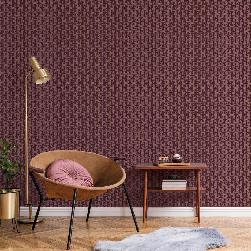 Karr 10.05m x 53cm Matte Paste the Wall Wallpaper Roll, Purple/Gold