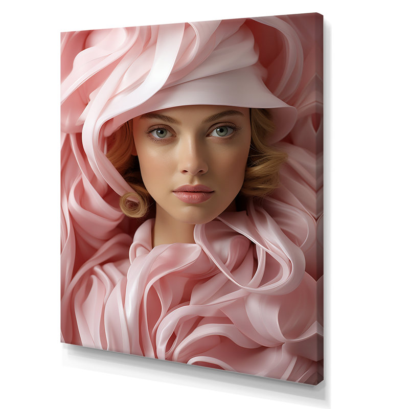 Femme chic avec un chapeau sur toile, Toile tendue, H 44 po x l 34 po x P 1,5 po