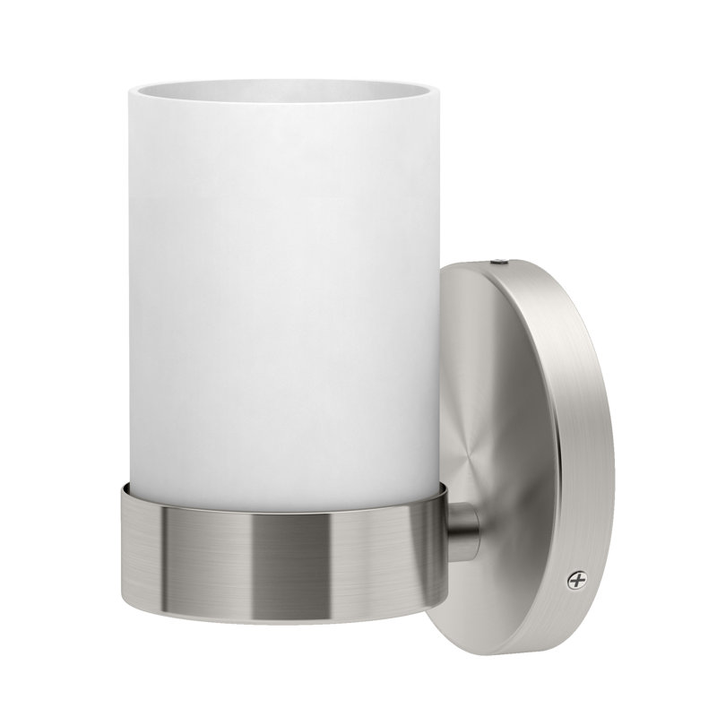 Glam 1-Light Bath Sconce | Wall Mount Bathroom Vanity Light Fixture with Frosted Glass, Satin Nickel