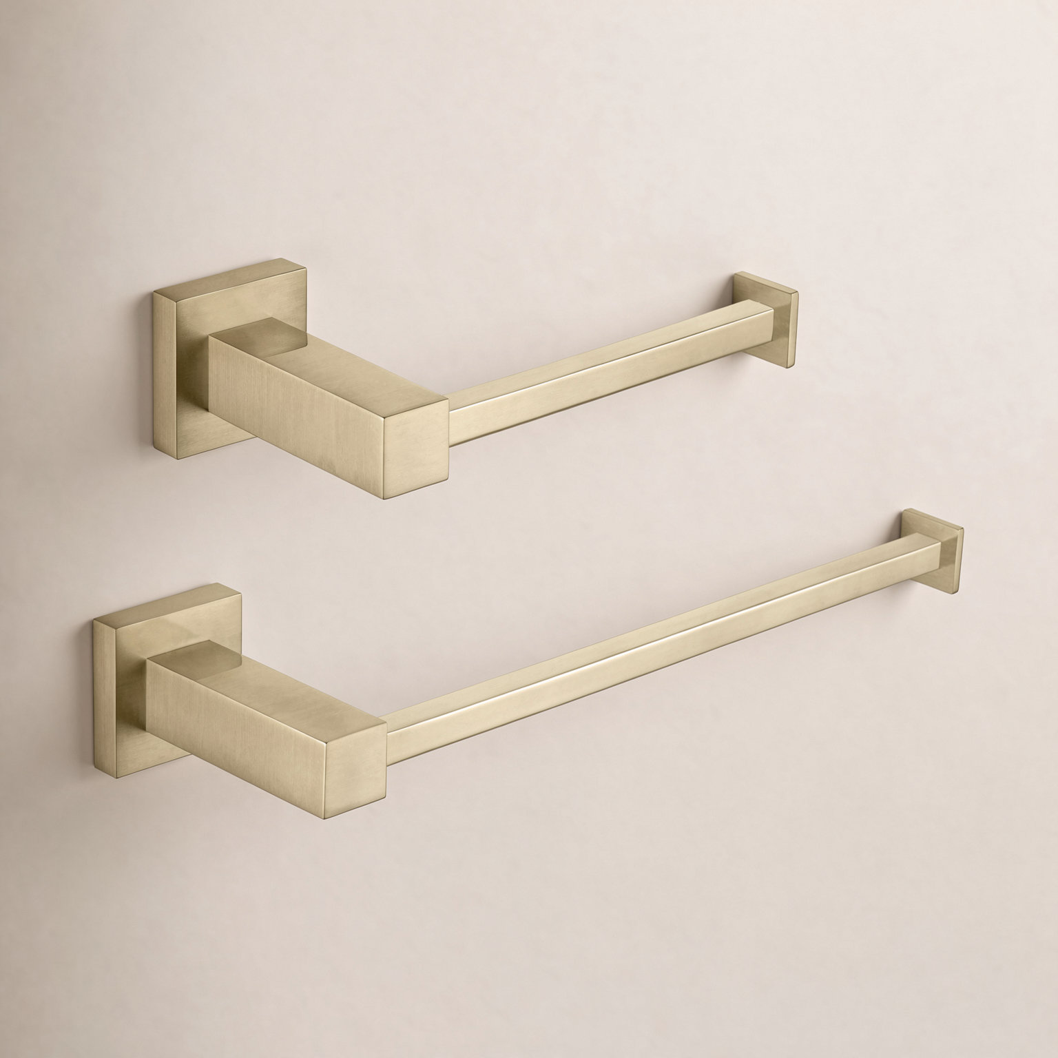 Cube 2-Piece Bathroom Hardware Set, Brushed Gold