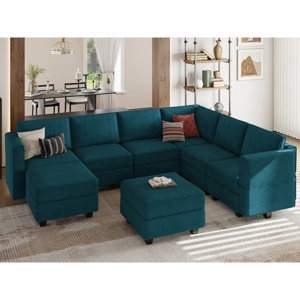 116.6" Wide Reversible Modular Corner Sectional with Ottoman *similar to stock photo* *incomplete,box b only* 