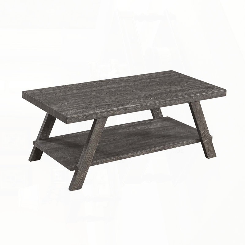 Ensemble de 3 tables basses grises avec tablette de rangement intégrée