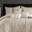 Édredon très grand beige 7 pièces avec texture diagonale, literie de luxe, rembourrage toutes saisons léger, surpiqué, jupe de lit et motif de taies décoratives