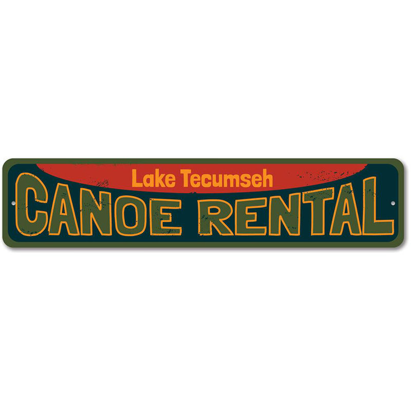Enseigne en métal Canoe, H 6 po x l 24 po x P 0,06 po