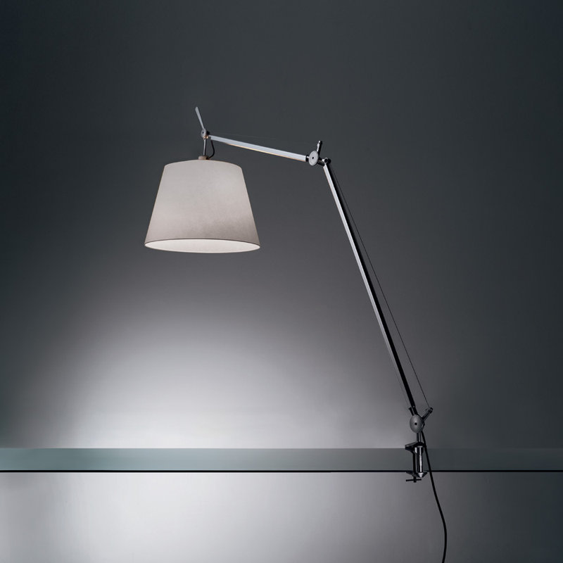 Adjustable Black Clip-On Lamp with 14" Fiber Shade