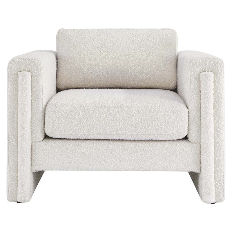 Ivory Boucle Fabric Modern Accent Chair with Manufactured Wood Frame