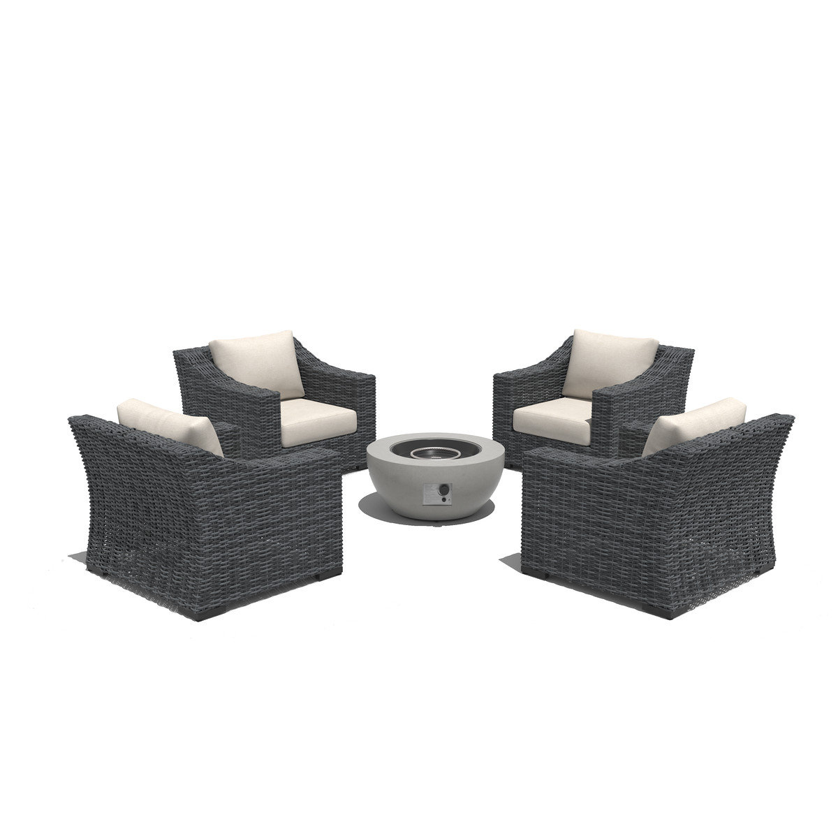 Eloisa Wicker 4 - Person Patio Conversation Set with Cushions, Gray