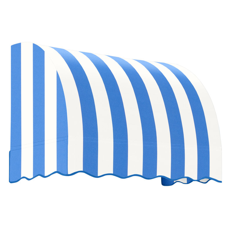 Awntech Savannah Acrylic Fabric Fixed Awning, 31" H x 52.5" W x 24" D, Bright Blue/White Stripe