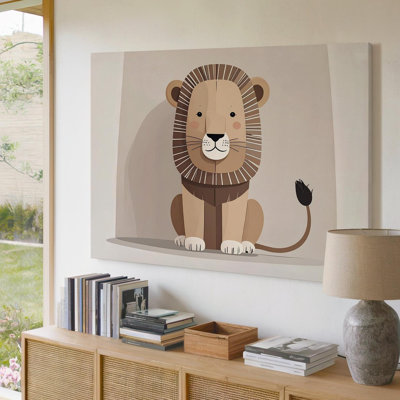 Canvas Wall Art Peaceful Lion Canvasminimalist Kids Animal Art Ready To Hang Gallery Wrapped Home Decor Modern Design Premium Quality