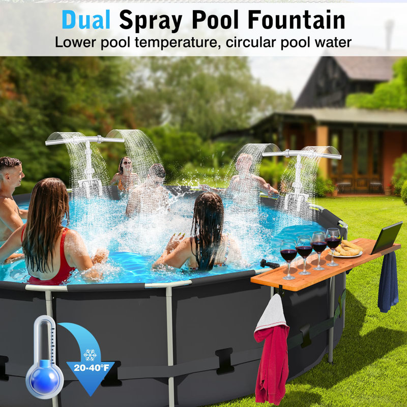 360°adjustable Dual Spray Waterfall Fountains With Lights