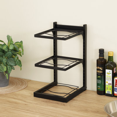 Pots And Pans Organizer Adjustable Pot Rack Metal Pan Holder, Heavy Duty Cookware Organizer Pot Rack Organizer Pot Storage Matte Black