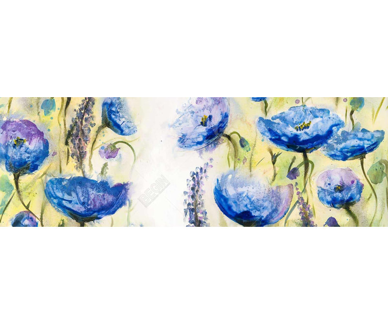 Blue garden - 16"x48" Framed canvas