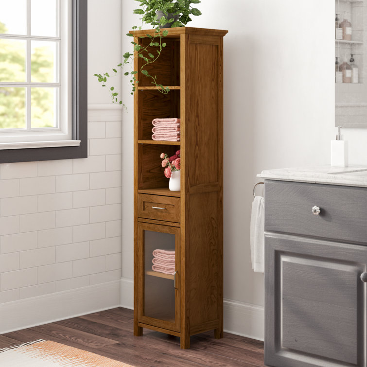 Tall Bathroom Storage Cabinet, Freestanding Linen Tower Slim