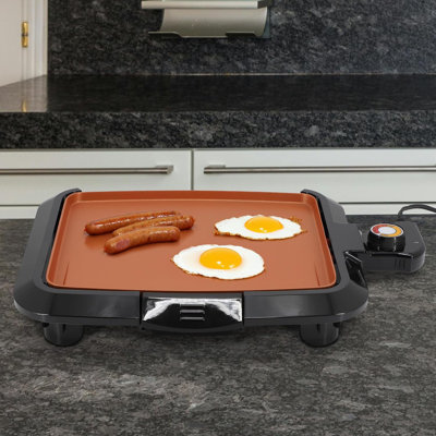 Barbecue électrique de 10,63 pouces, barbecue intérieur antiadhésif compact avec revêtement en cuivre, thermostat réglable, barbecue de comptoir portable pour une utilisation à la maison et à l'extérieur