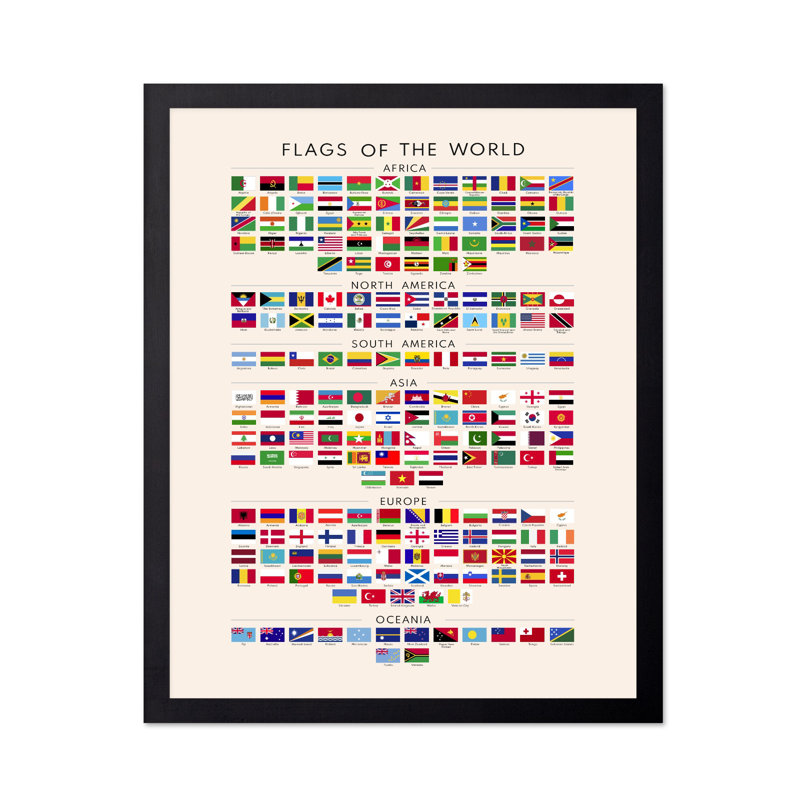 Drapeaux du monde, Black Framed, Poster, 08"H x 10"W