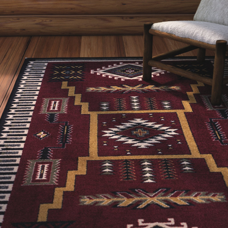 Tapis rouge / noir Busselton Southwestern, Rectangle 3 pi 10 po x 5 pi 4 po