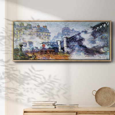 «The Europe Bridge Saint Lazare Station in Paris» par Monet, reproduction sur toile flottante