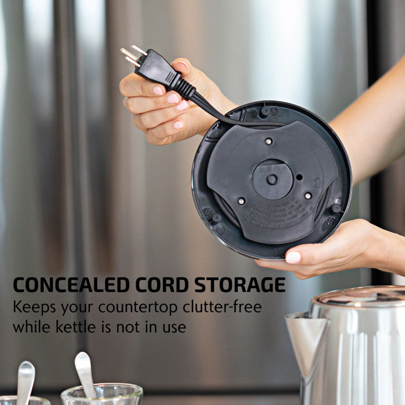 Silver Stainless Steel 1.7L Electric Kettle with Auto Shut Off