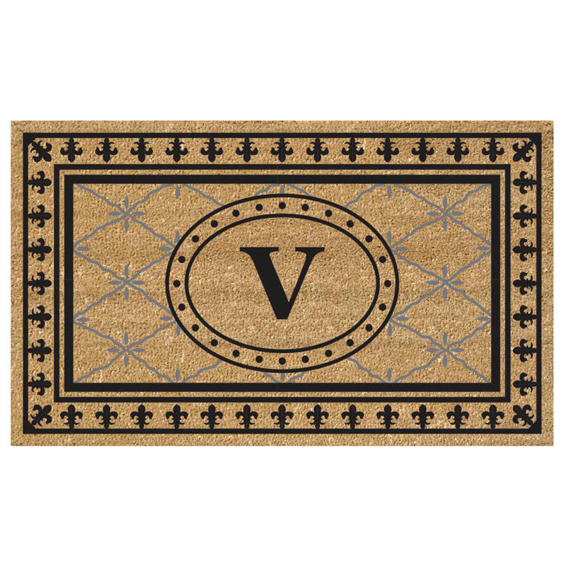 Tapis de porte extérieur en vinyle anti-dérapant Hanningt, V, Rectangle 1 pi 8 pi x 3 pi