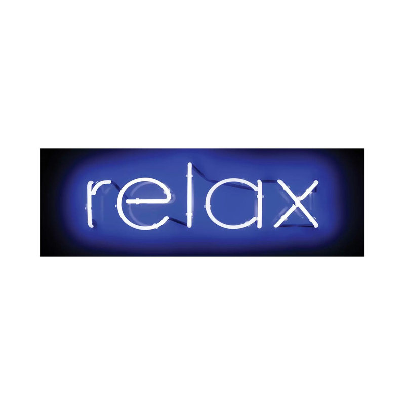 Neon Relax Blue On Black by Hailey Carr - Wrapped Canvas Panoramic Print, 30.48 cm H x 91.44 cm W x 1.91 cm D