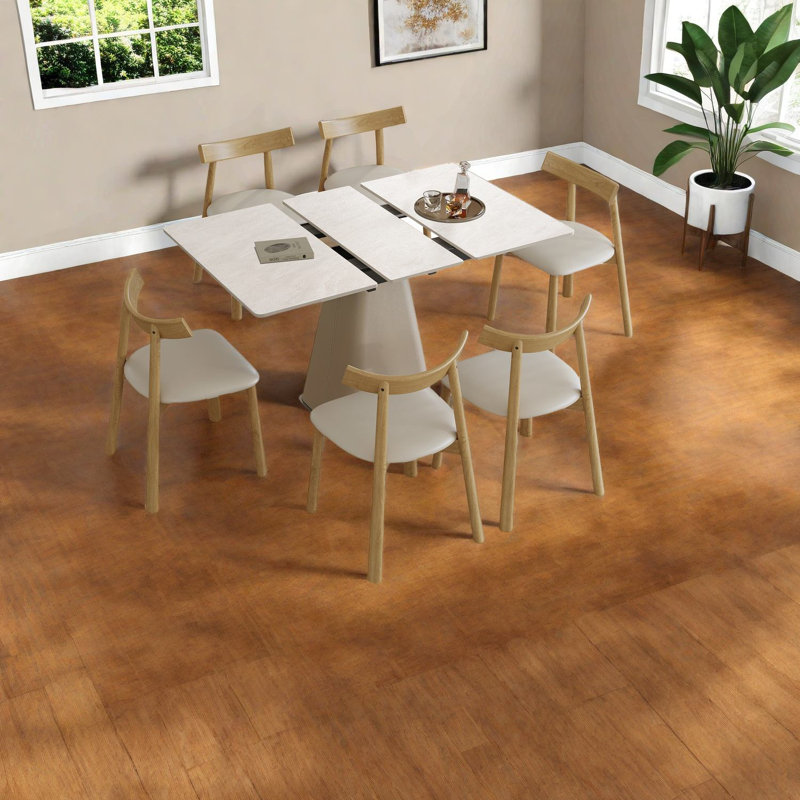 Ensembles de table de salle à manger modernes et peu encombrants avec design extensible en pierre et en cuir