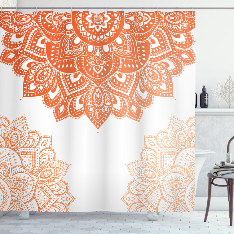 Shower Curtain Set + Hooks East Urban Home Size: 75H x 69W, Color: Cinnamon Eggshell
