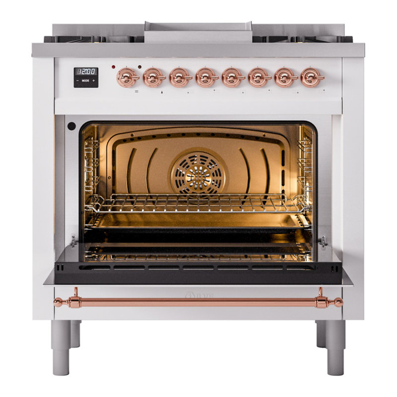 ILVE Nostalgie II 36 Dual Fuel Range, knobs, RAL/Copper, Liquid Propane