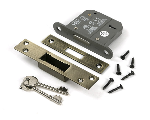 Lever BS Dead Lock, Aged Brass