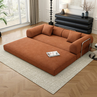78.8" Modular Sofa Bed - 4-in-1 Convertible Design with Corduroy Fabric and High Density Sponge, Removable Cover and Fixed Frame