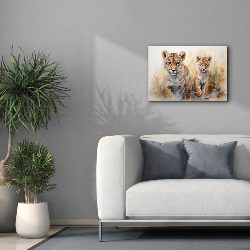 «Epic Graffiti», «Wild Life Of Predators In Watercolor 4» par Momart, art mural sur toile, H 18 po x l 26 po x P 0,75 po