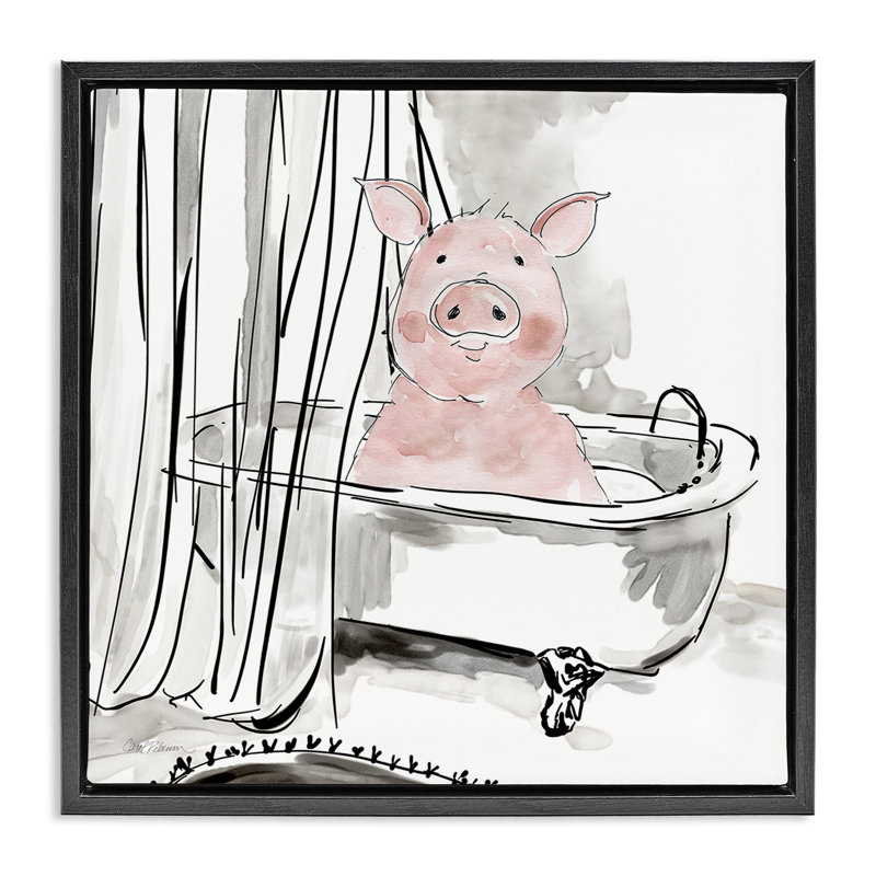 Cadre flottant Minimal Bath Bath Piggy, design par Carol Robinson, Cadre flottant noir de jais, H 18 po x l 18 po