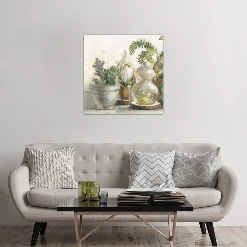 Greenhouse Orchids on Shiplap II 1 Piece Wrapped Canvas Painting, 93.98 cm H x 93.98 cm W x 1.91 cm D