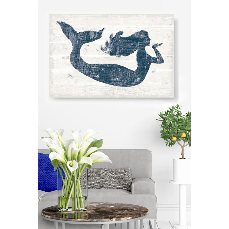 Blanc, profil sirène, queue, H 26 po x l 50 po x P 1,5 po