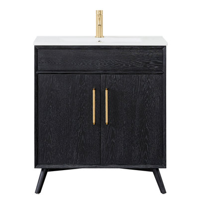 Delhi 30" Single Bath Vanity in with Drop-In White Ceramic Basin Top