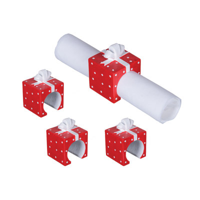 Dotted Present Napkin Ring Set of 4