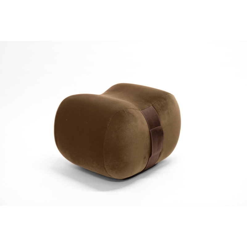 Milo Velvet Ottoman, Taupe/Creme Brulee Velvet