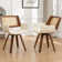 Sirkin Modern Swivel Upholstered Dining Chairs With Cane Rattan Back