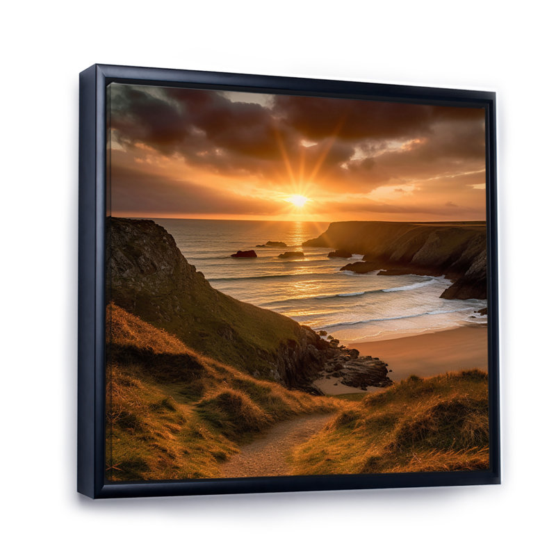 Sandy Sunset II, Black Floater Framed, 24" H x 24" W x 1" D